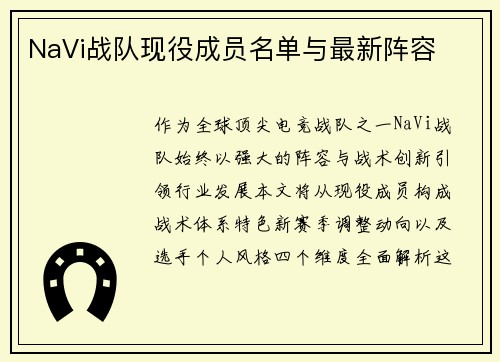 NaVi战队现役成员名单与最新阵容